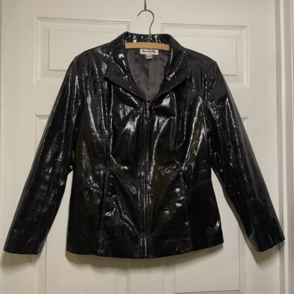 Preston & York Jackets & Blazers - Preston & York Womens Vintage Large Leather Jacket Snake skin style Full Zip